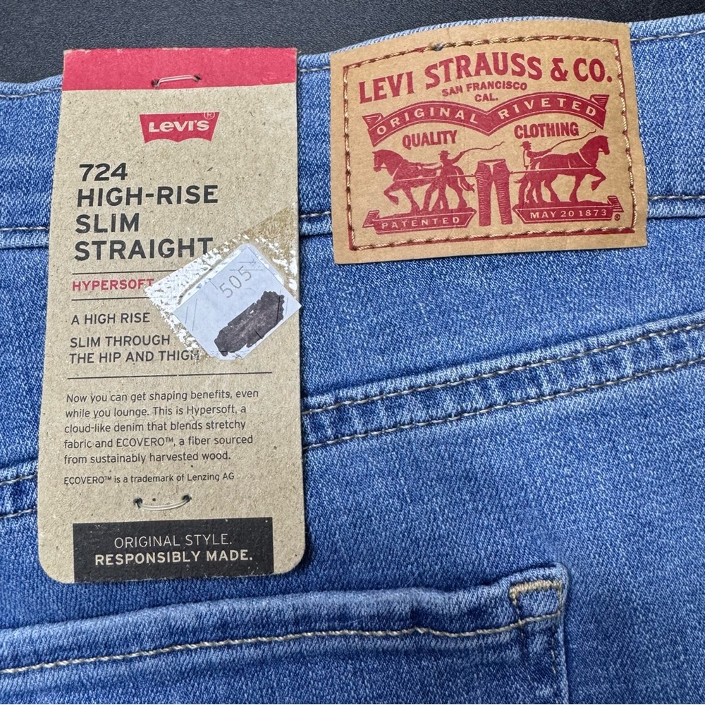 NWT Levis 724 High Rise Slim Straight Plus Size Jeans Womens 20w M - Picture 10 of 12